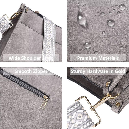 Crossbody Purse with Guitar Strap Zipped Pockets Handbag Shoulder Bag Vegan Leather Crossbody Bags for Women