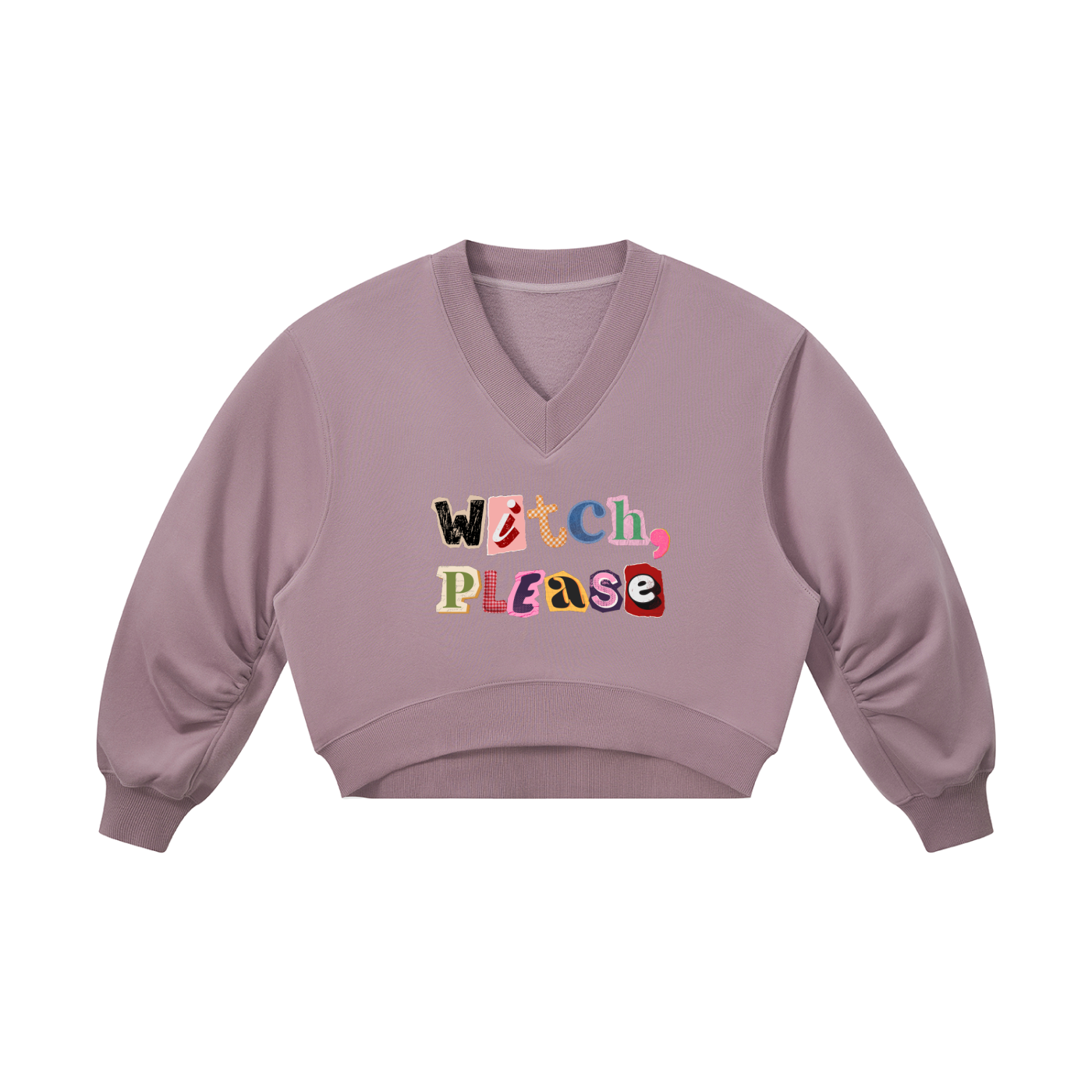 Witch Please Women’s Crop V-Neck Sweatshirt