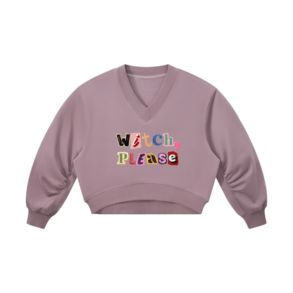 Witch Please Women’s Crop V-Neck Sweatshirt
