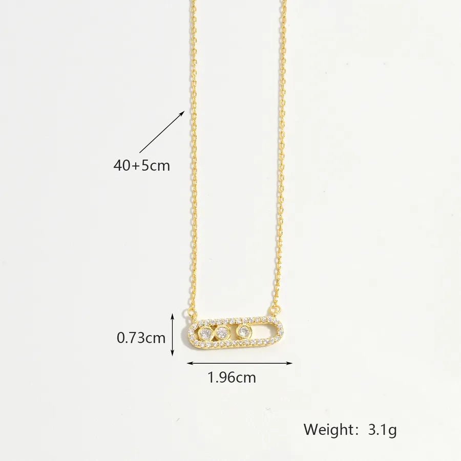 925 Sterling Silver Plated Zircon cable chain Inlay Geometric Pendant Necklace Multi Charms Necklace - Canvas & Charms