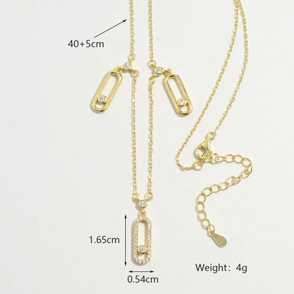 925 Sterling Silver Plated Zircon cable chain Inlay Geometric Pendant Necklace Multi Charms Necklace - Canvas & Charms