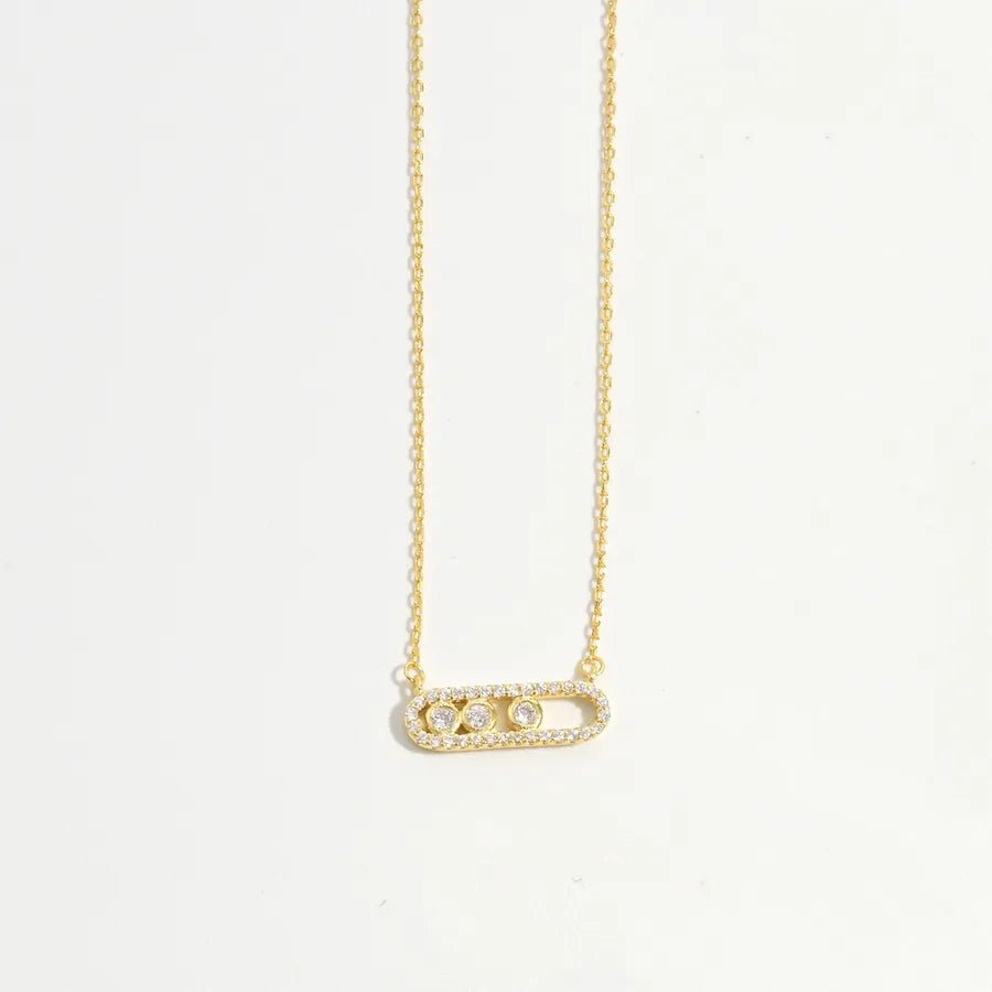 925 Sterling Silver Plated Zircon cable chain Inlay Geometric Pendant Necklace Multi Charms Necklace - Canvas & Charms