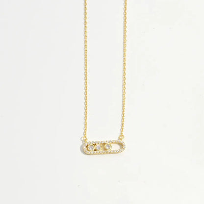 925 Sterling Silver Plated Zircon cable chain Inlay Geometric Pendant Necklace Multi Charms Necklace - Canvas & Charms