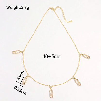 925 Sterling Silver Plated Zircon cable chain Inlay Geometric Pendant Necklace Multi Charms Necklace - Canvas & Charms