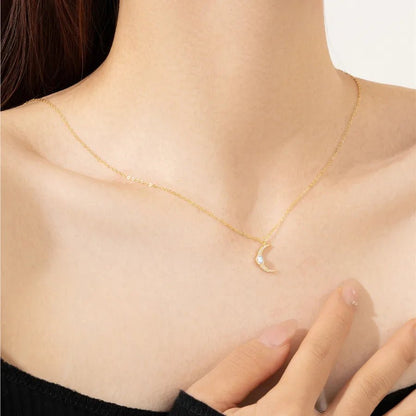 925 Sterling Silver Zircon cable chain Inlay Geometric Pendant Necklace - Canvas & Charms