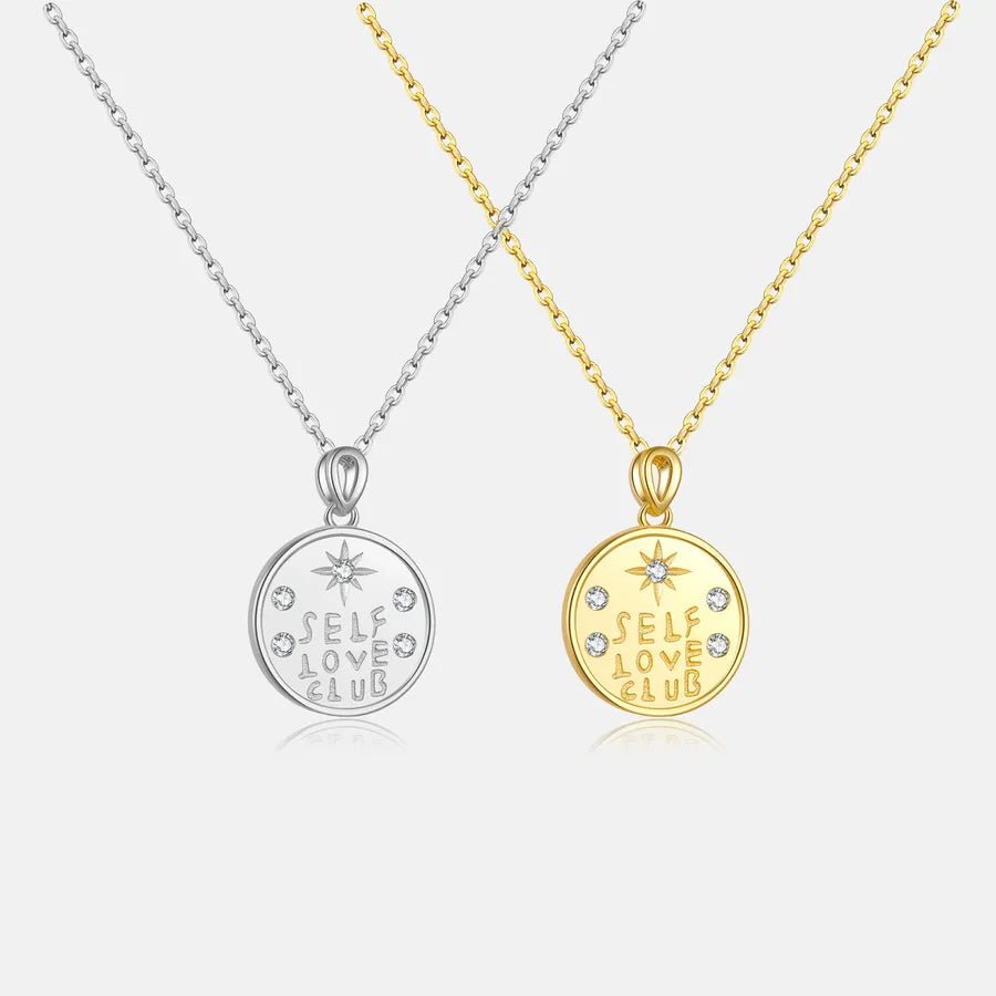 925 Sterling Silver Zircon cable chain Inlay Letter Pendant Necklace - Canvas & Charms