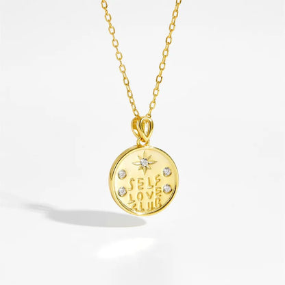925 Sterling Silver Zircon cable chain Inlay Letter Pendant Necklace - Canvas & Charms