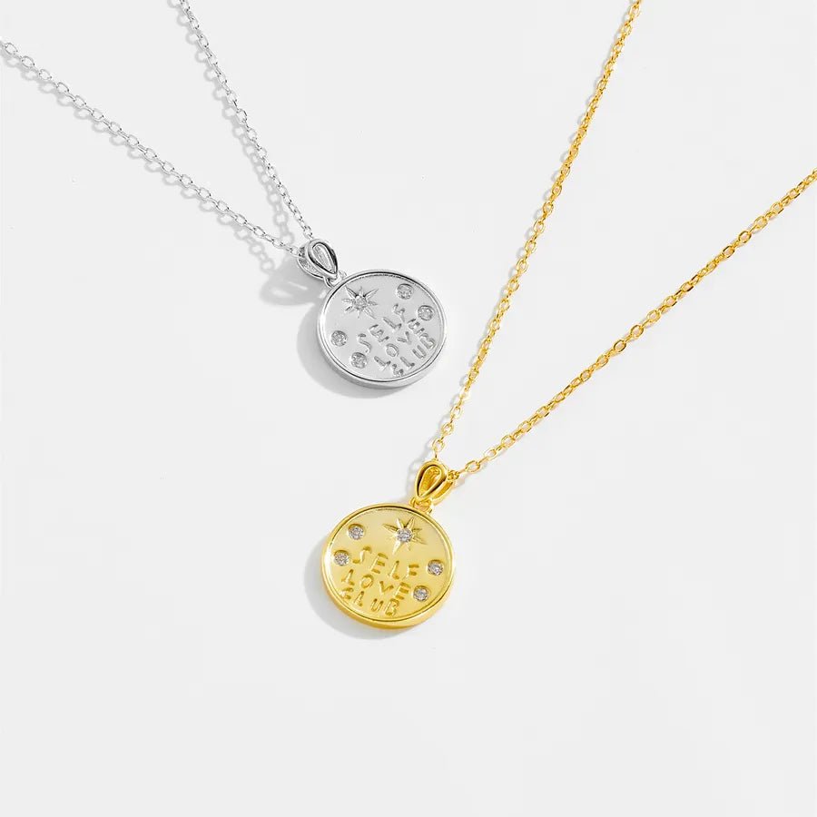 925 Sterling Silver Zircon cable chain Inlay Letter Pendant Necklace - Canvas & Charms
