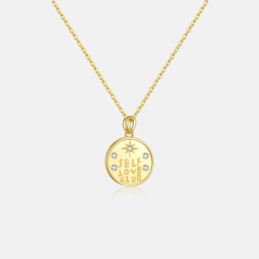 925 Sterling Silver Zircon cable chain Inlay Letter Pendant Necklace - Canvas & Charms