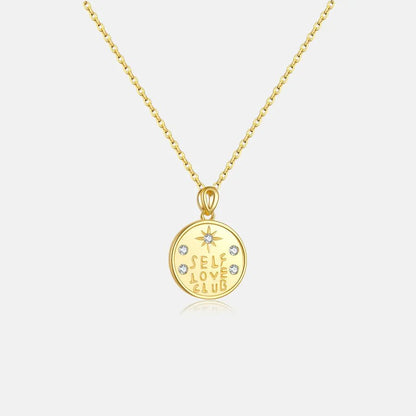 925 Sterling Silver Zircon cable chain Inlay Letter Pendant Necklace - Canvas & Charms