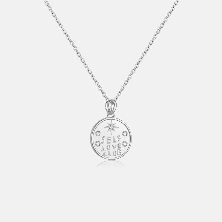 925 Sterling Silver Zircon cable chain Inlay Letter Pendant Necklace - Canvas & Charms