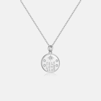925 Sterling Silver Zircon cable chain Inlay Letter Pendant Necklace - Canvas & Charms