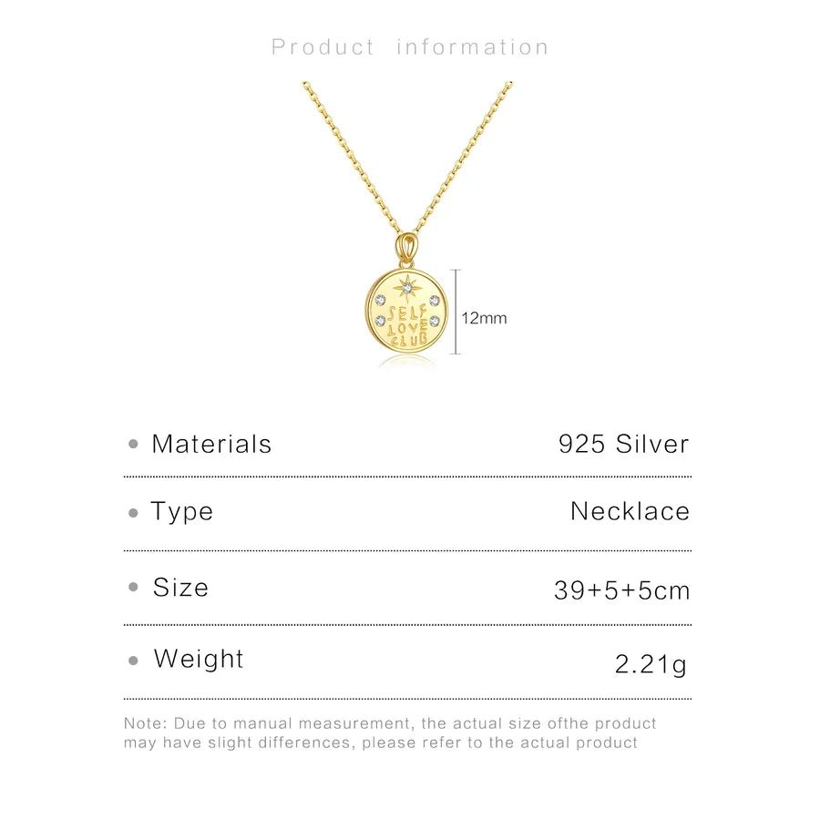 925 Sterling Silver Zircon cable chain Inlay Letter Pendant Necklace - Canvas & Charms