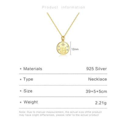 925 Sterling Silver Zircon cable chain Inlay Letter Pendant Necklace - Canvas & Charms