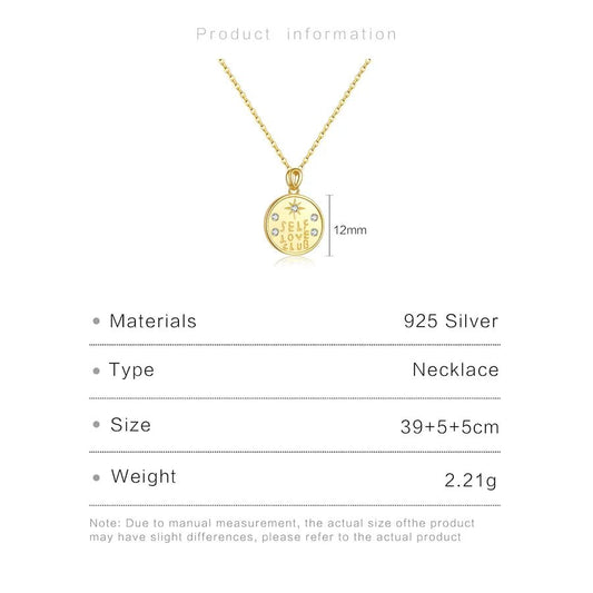 925 Sterling Silver Zircon cable chain Inlay Letter Pendant Necklace - Canvas & Charms
