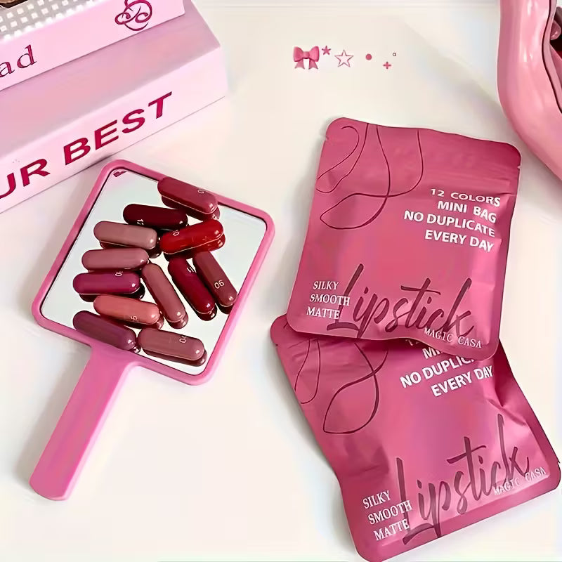 Lip-Blurring Lipstick Set 12 Pcs Creamy Texture Long-Lasting
