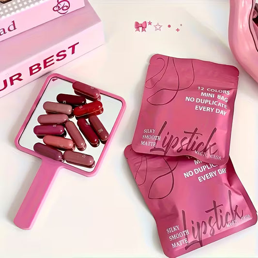 Lip-Blurring Lipstick Set 12 Pcs Creamy Texture Long-Lasting