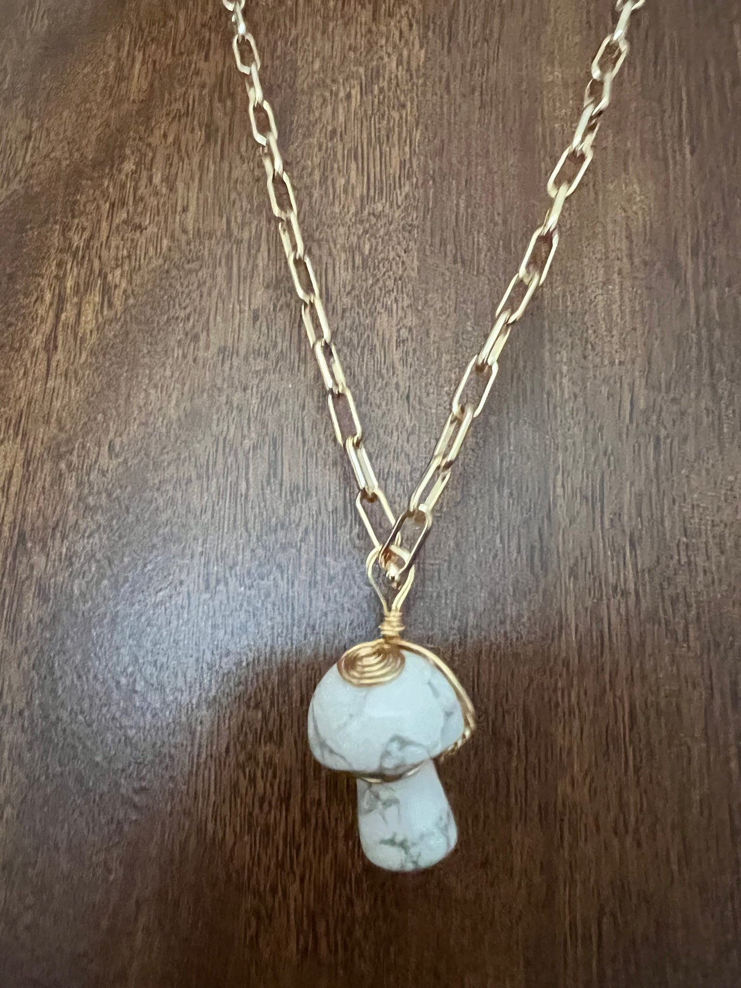 Mushroom Crystal Chain Necklace in White Howlite