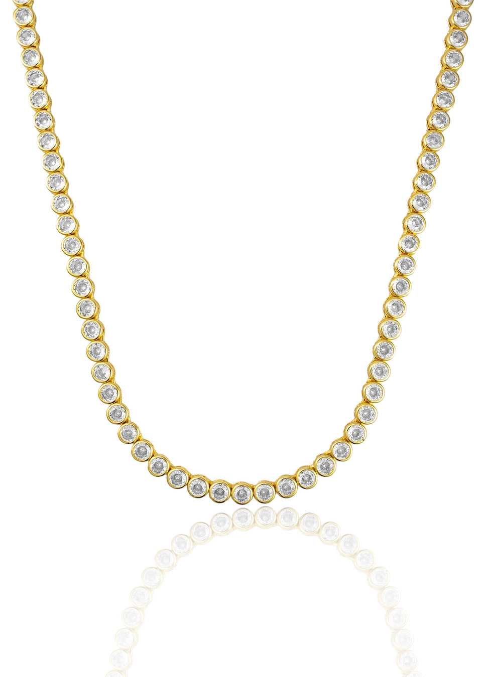 Round Bezel Tennis Necklace "16