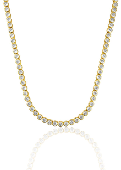 Round Bezel Tennis Necklace "16