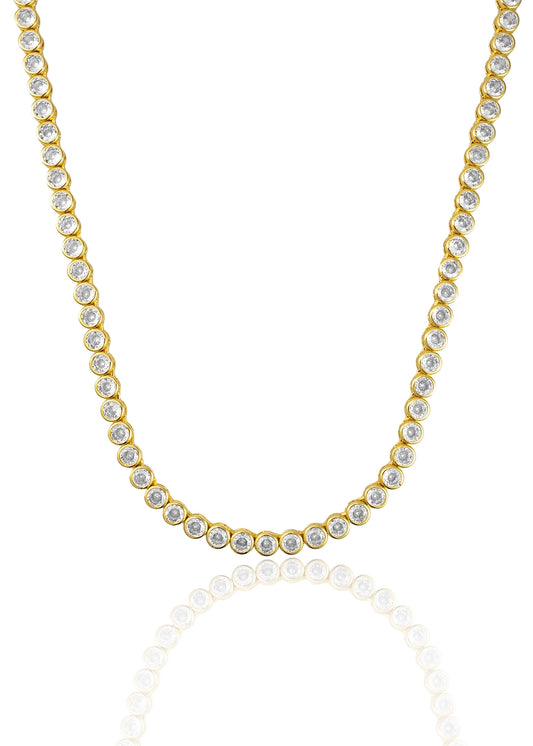 Round Bezel Tennis Necklace "16