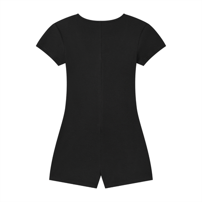 Women's Dual-Function Cape Tie-Waist Romper with Animal Dots Print