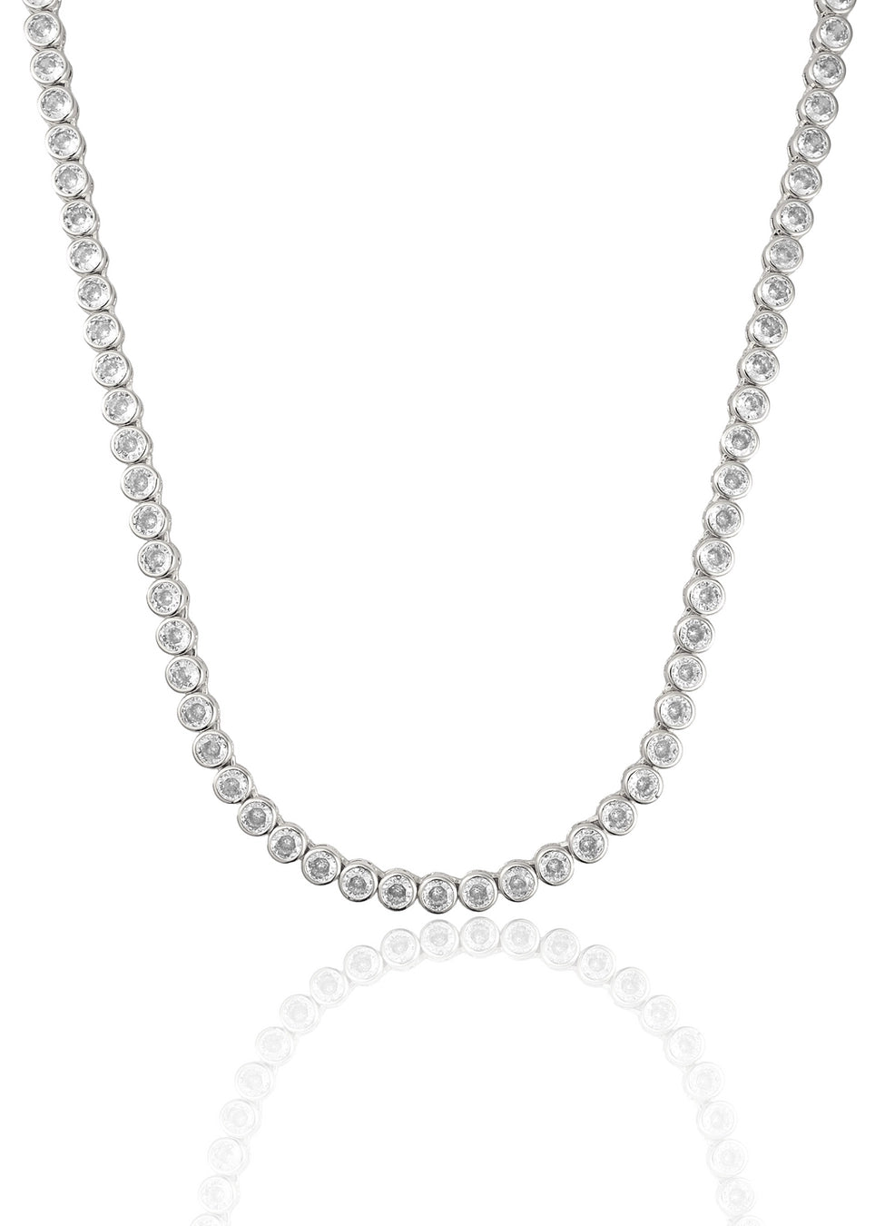 Round Bezel Tennis Necklace "16