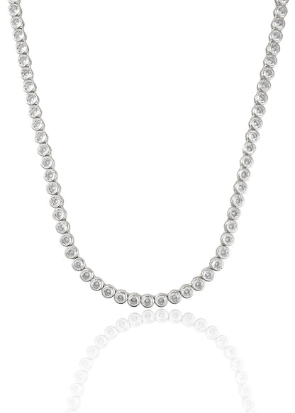 Round Bezel Tennis Necklace "16