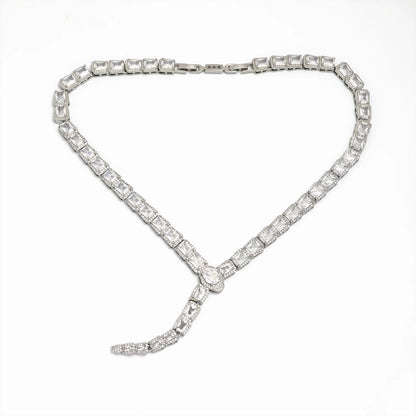 Serpent Tennis Necklace White Diamonds Lariat