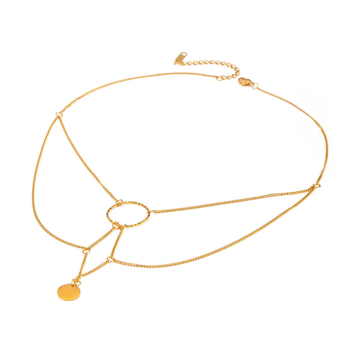 Elegant Layering Round Geometric Pendant Choker Necklace Waterproof Hypoallergenic