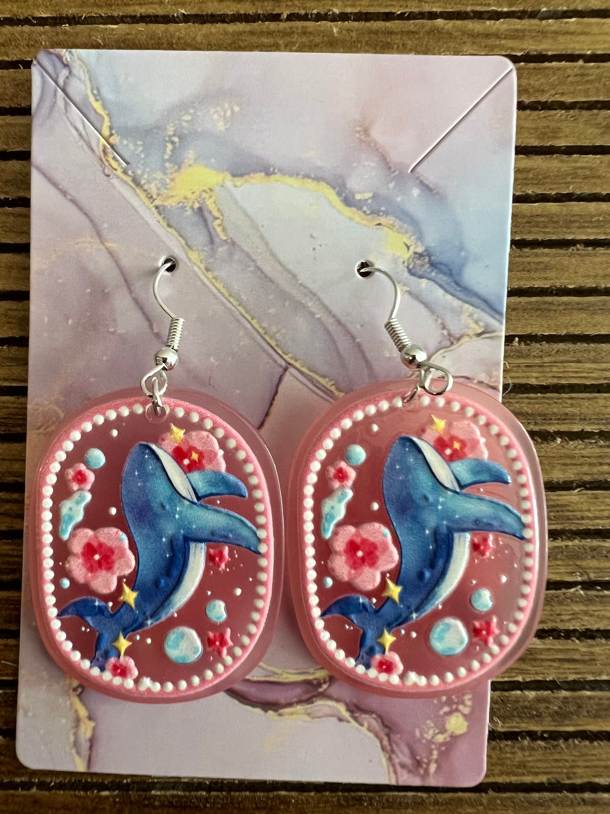 Whale multicolor handmade earrings