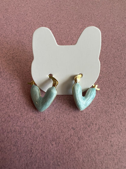 Cute Heart Earrings Huggies in Mother-of-Pearl