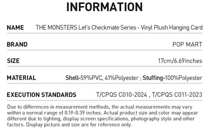 Labubu THE MONSTERS Let's Checkmate Series Pop Mart Authentic Vinyl Plush Hanging Card
