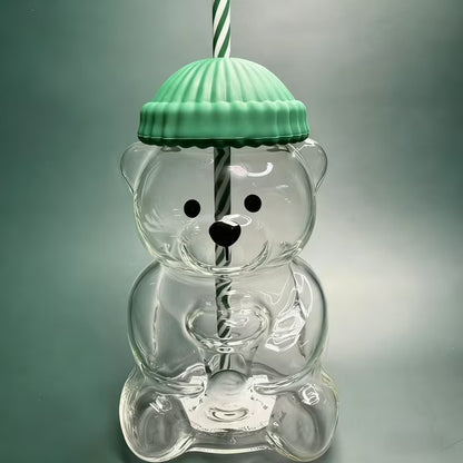 Bear Glass Cup with Straw Bearista 20oz Clear Bear Glass Sippy Cup PREORDER