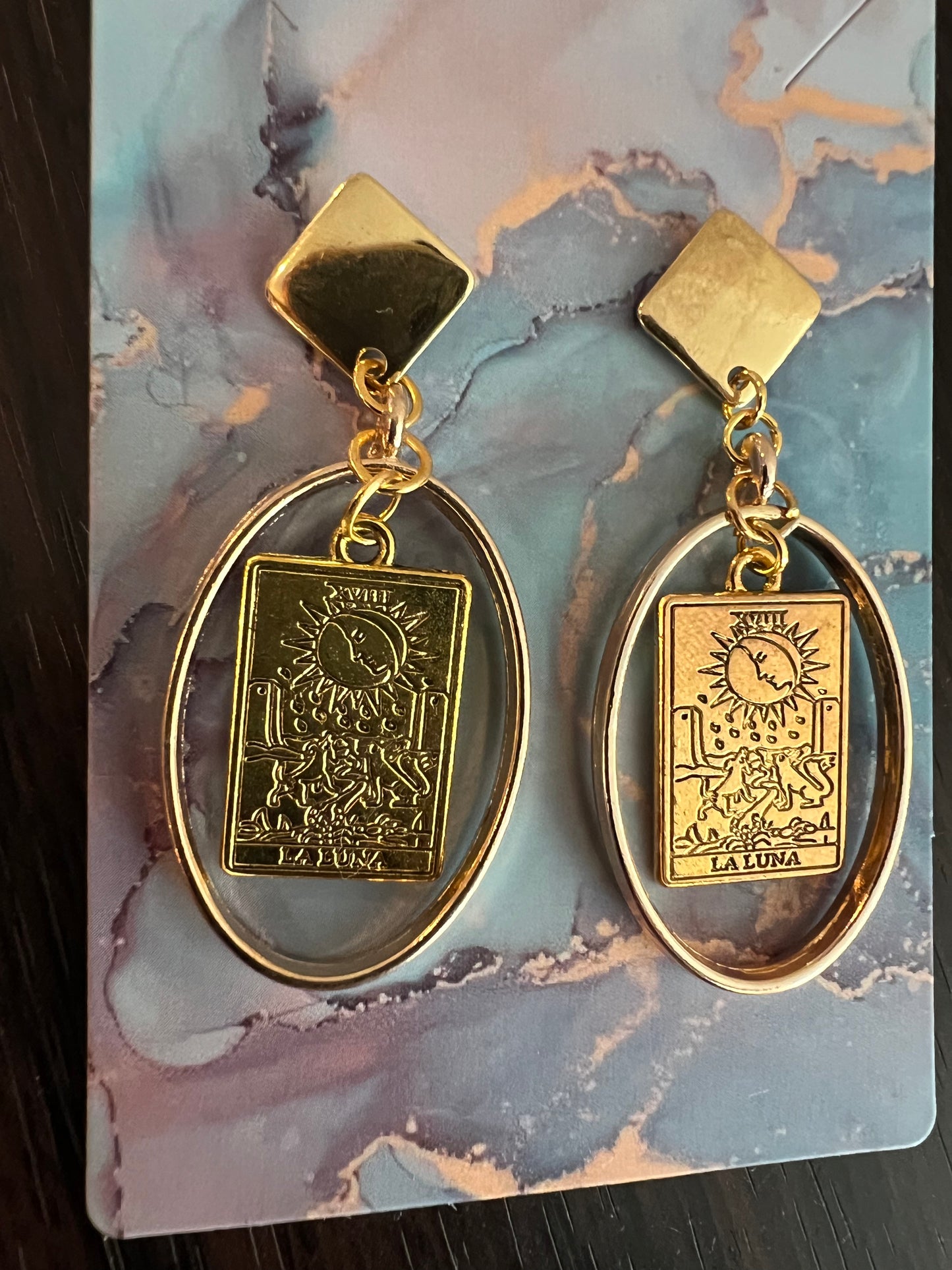 The Moon Tarot Golden Earrings