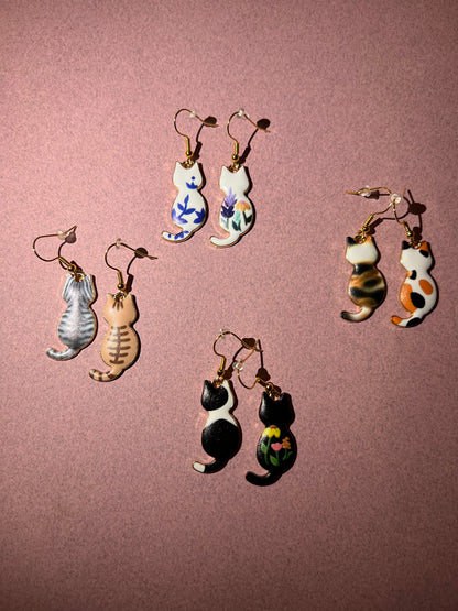 Cat enamel earrings