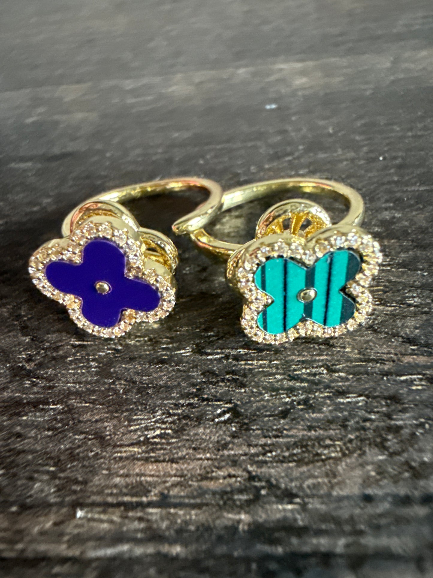 Spinner Golden Ring Clover Open Adjustable Band Fidget Ring