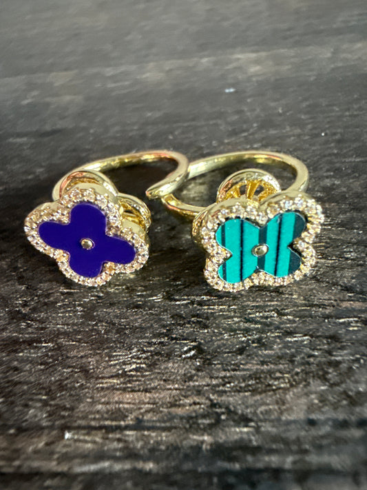 Spinner Golden Ring Clover Open Adjustable Band Fidget Ring