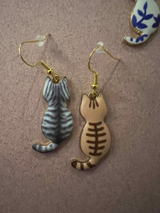 Cat enamel earrings