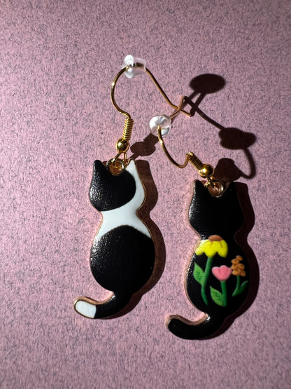Cat enamel earrings
