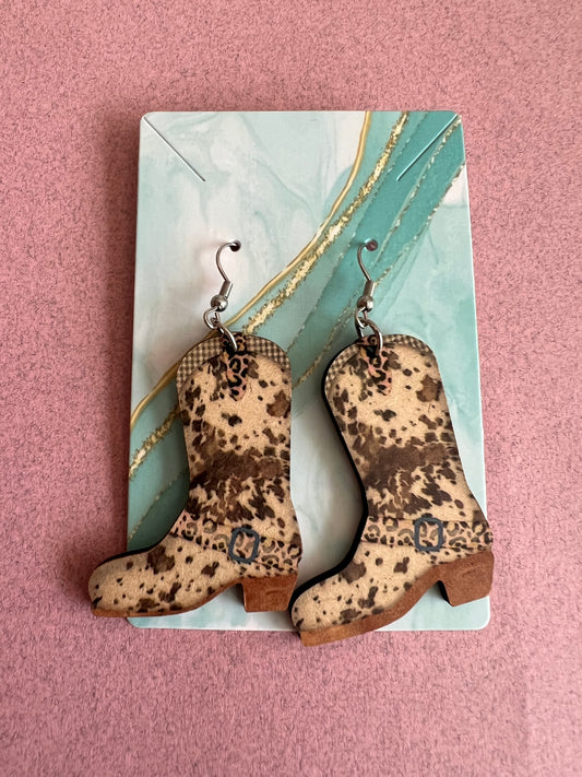 Boots-Shaped Wooden Earrings