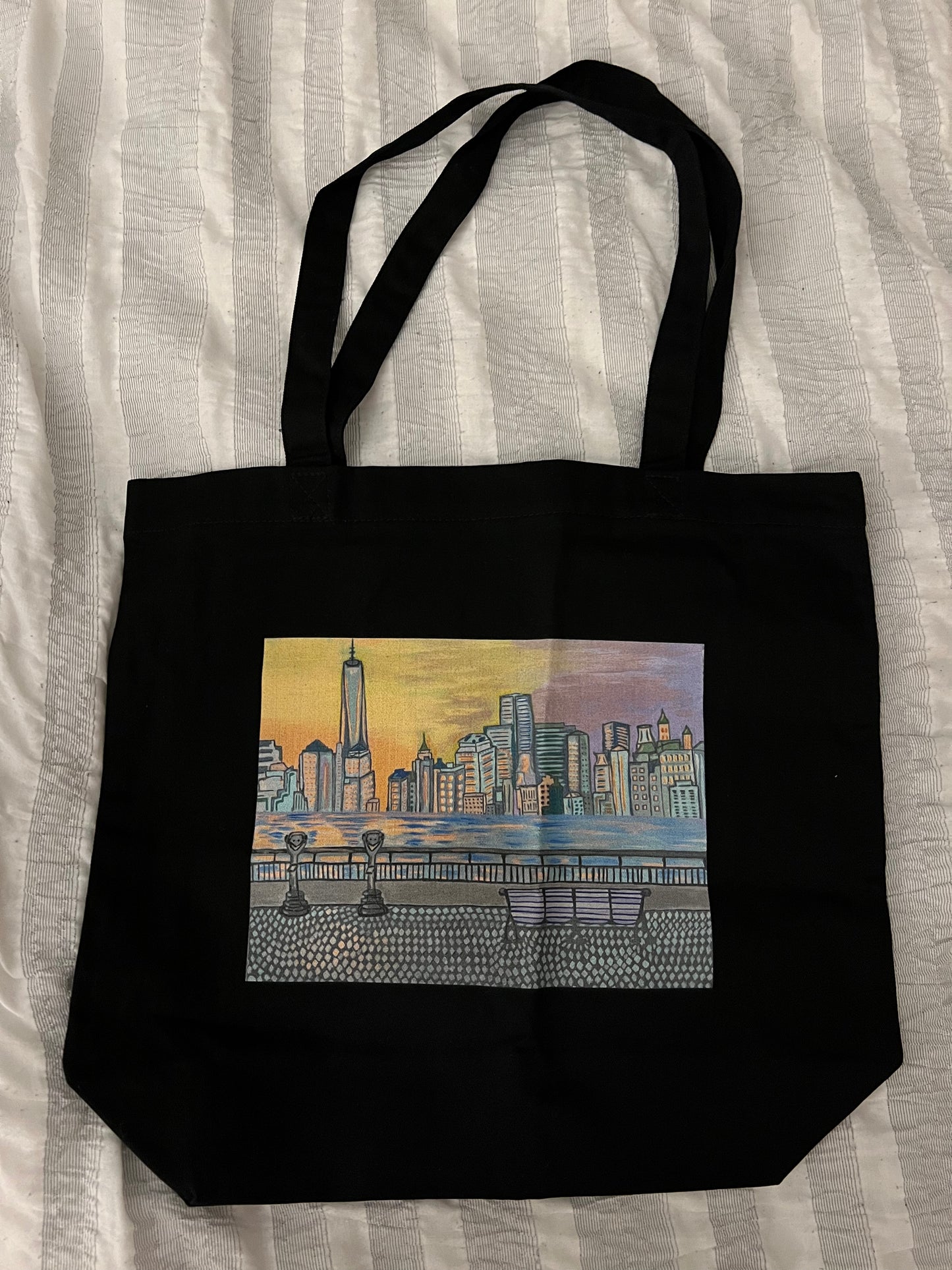 NYC Manhattan Skyline Sunset Art Eco Tote Bag