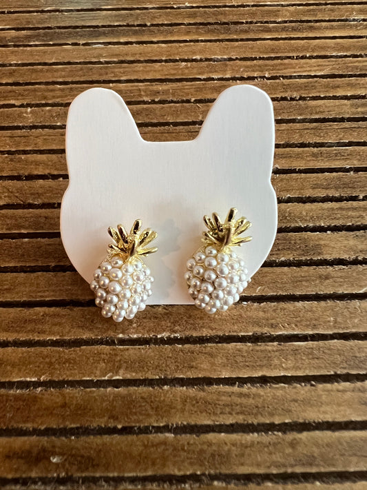 Pearl pineapple stud earrings