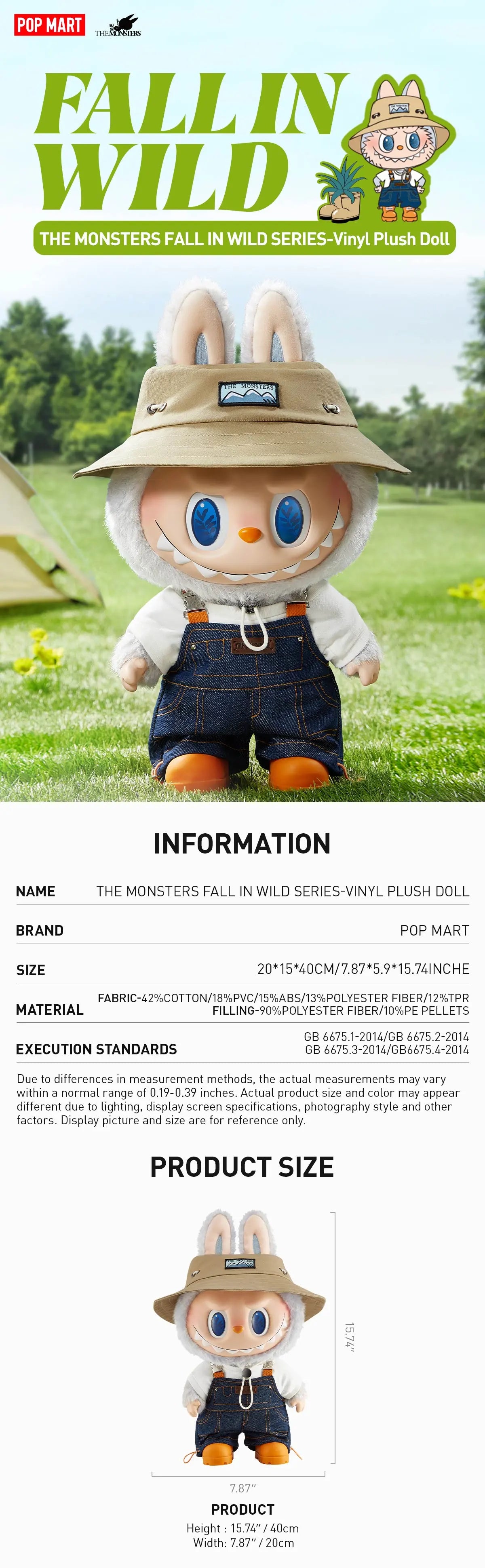 Labubu FALL IN WILD SERIES Pop Mart Authentic THE MONSTERS Zimomo Vinyl Plush Doll