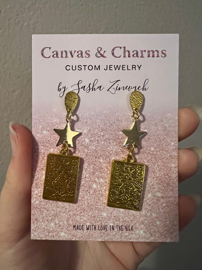 The Star Tarot Card Earrings in Gold