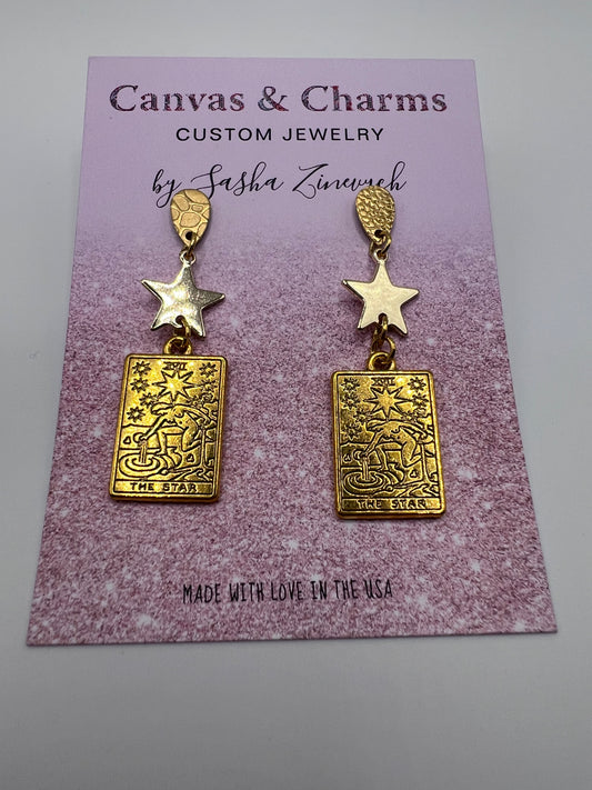 The Star Tarot Card Earrings in Gold