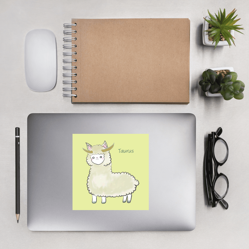 Cute Alpaca Taurus Zodiac Sign Bubble-free stickers