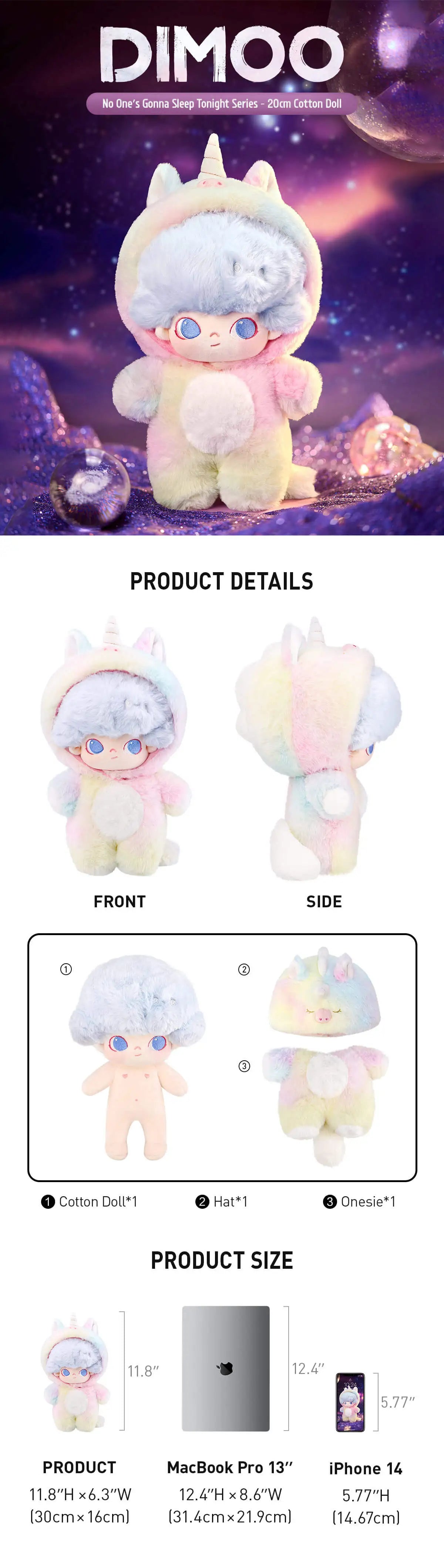 DIMOO Unicorn Doll No One's Gonna Sleep Tonight Series 20cm Cotton Authentic Pop Mart