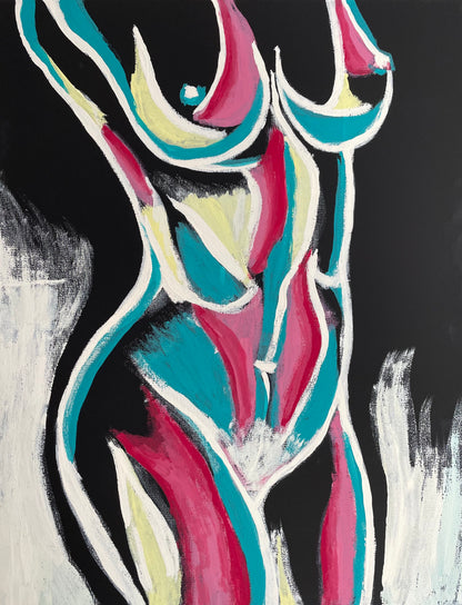 Pastel Woman's Body Nude 20 x 16 Acrylic Painting