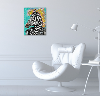 Punk Rock Zebra 16 x 20 canvas acrylic painting